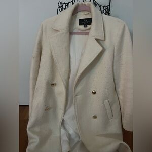 Collection B Ivory Pea Coat with Gold Buttons